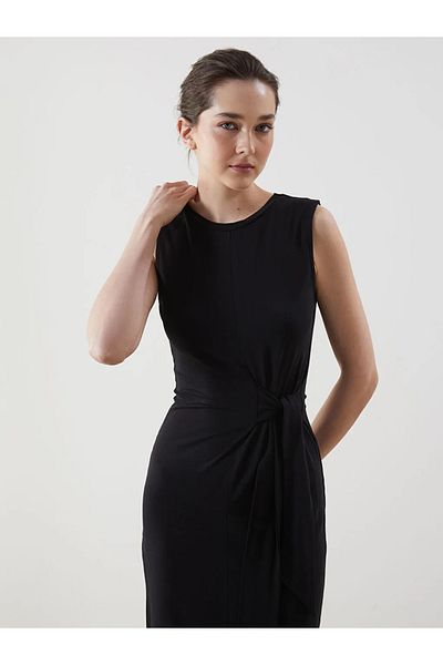 LC Waikiki Lcwaikiki Classic Black Crew Neck Women's Dress