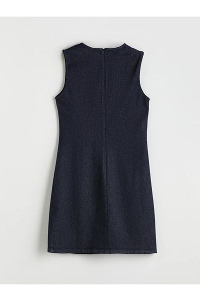 LC Waikiki Lcw comfort indigo slip collar mini jean dress