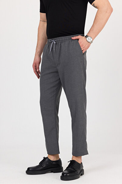 Buket Tekstil Men's Smoked Side Pocket Elastic Waist Relaxed Cut Fabric Trousers