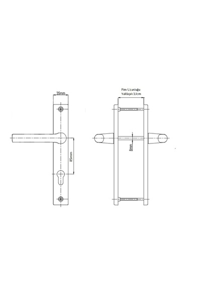 Winax Alüminyum Yaylı Kapı Kolu 35/85mm