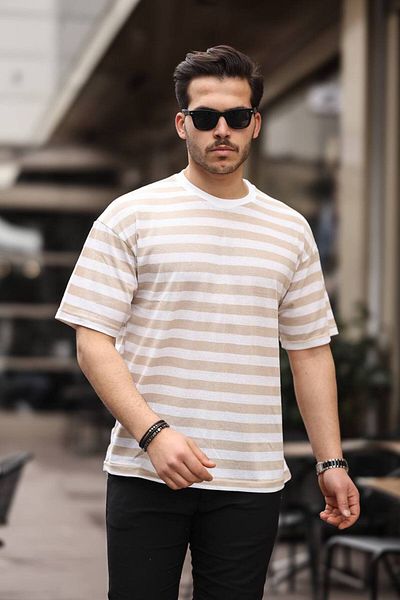 TMB Striped Crew Neck T-Shirt Cream