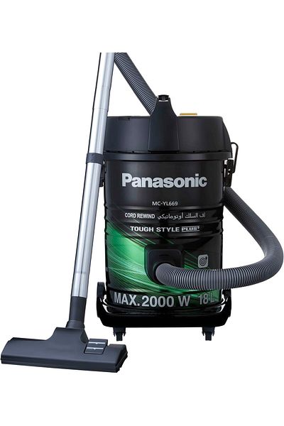 PANASONIC Cylindrical Vacuum Cleaner 2000W by Panasonic, 18L Capacity, MC-YL669GY47, Black and Green