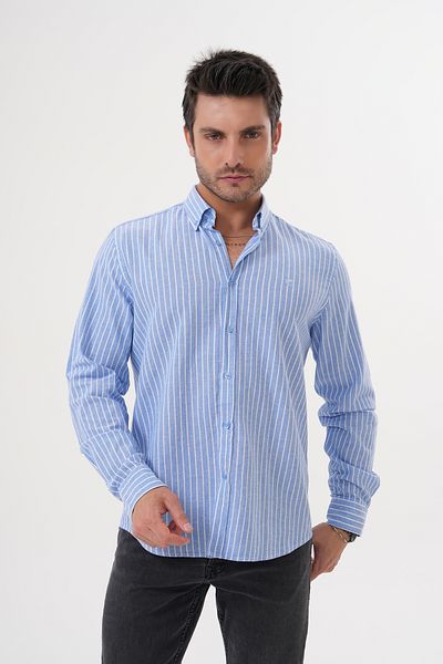 Catto Peak Men's Striped 100% Cotton Regular Men's Shirt