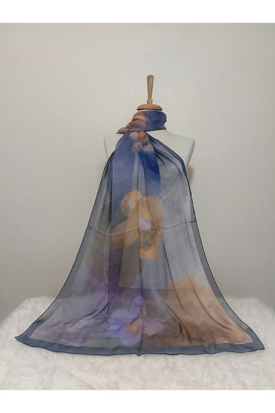REMOMODA Patterned Watercolor Chiffon Shawl High Quality, Fine Texture Soft Chiffon