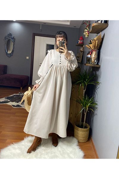 MODAGK Raw Linen Design Vintage Dress