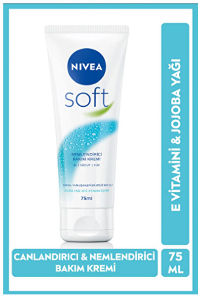 NIVEA Soft Nemlendirici Vücut Bakım Kremi 75ml, Jojoba Yağı, E Vitamini, Yüz ...