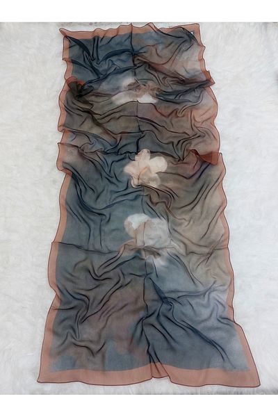 REMOMODA Patterned Watercolor Chiffon Shawl High Quality, Fine Texture Soft Chiffon
