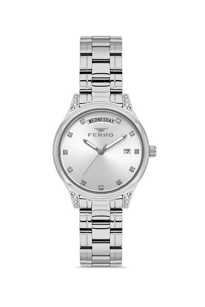 FERRO Silver Steel Cord Women's Wristwatch Fl21439A-A (with Bracelet Gift)