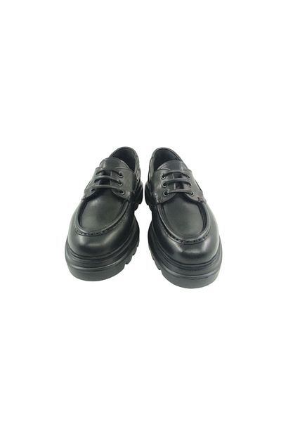 Oneka Shoes 1308245001   Men's Black Leather Antique - Casual, Lace-Up