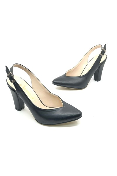 KOCAMANLAR حذاء Ayakdaş V ذو قصة منخفضة مفتوح من الخلف للنساء بكعب أسود