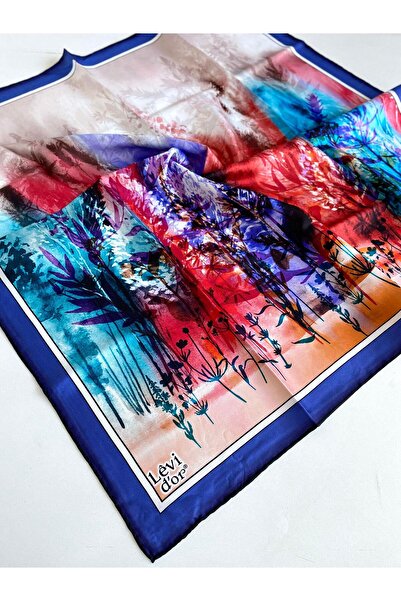 Levidor وشاح حرير تيفيل 46935 نمط مختلط أزرق