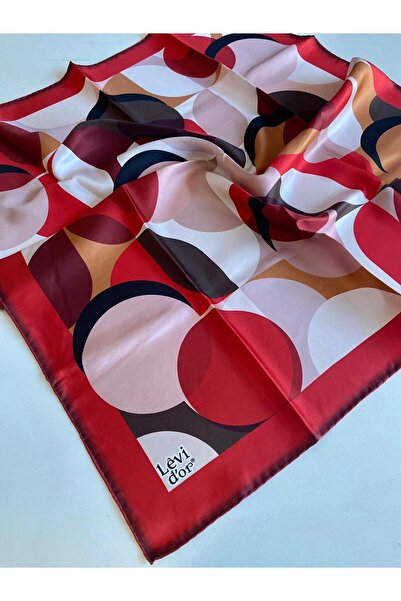 Levidor Eșarfă de mătase Tivil 40088 roșu cu model mixt