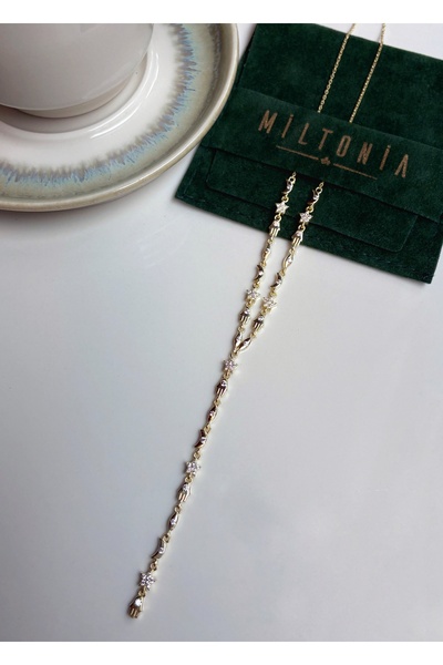 Miltonia 925s Gümüş Tasarım Fatıma’nın Eli Yıldız Ay Zirkon Taşlı Gümüş Y Kolye