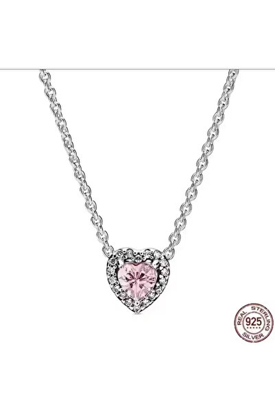 POSEİDONS JEWELLERY Poseidons Jewellery Zirkon Taşlı Pembe Yükseltilmiş Kalp ...