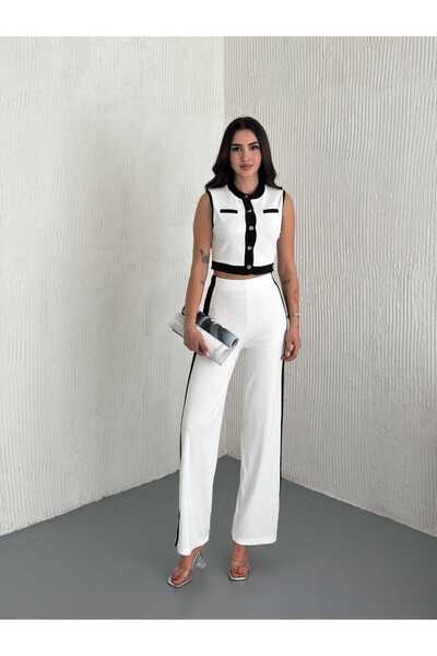 Butik Merrline жіночі підв'язки з нульовим рукавом жилет на ґудзиках жилет жилет з високою талією лайкра широкі штани брюки подвійні брючний костюм