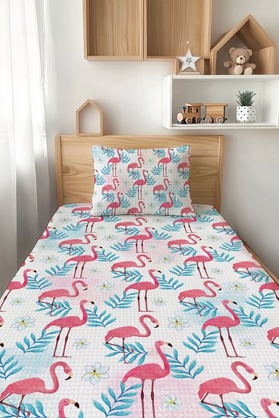 Şen Dekorasyon Colorful Flamingos 4 Seasons Children's Pique Set