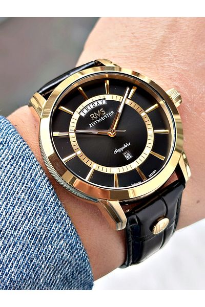 Romanson With Calendar Sapphire Glass 24 Months Guarantee Leather Band Steel Case Men's Wristwatch 1632.08Sz