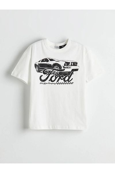 LC Waikiki Ανδρικό μπλουζάκι με λαιμόκοψη Ford με στάμπα