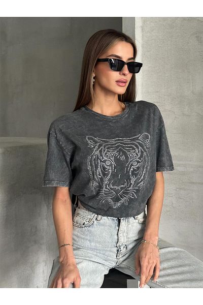 FERZOLAİO Tiger Stone Anthracite T-Shirt