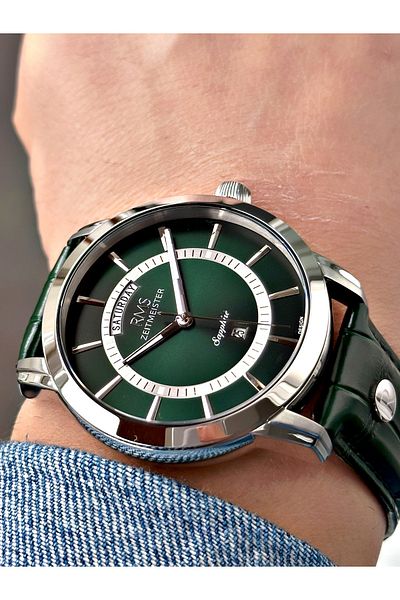 Romanson With Calendar Sapphire Glass 24 Months Guarantee Leather Band Steel Case Men's Wristwatch 1632.05Sz