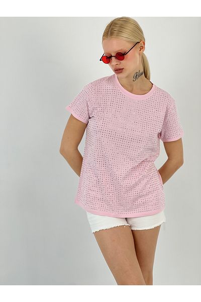 Miss Poem Women's Stoned Pink T-Shirt