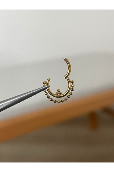 Rupen Kraft 316 L Cerrahi Çelik Sallantılı Top Zincir Detaylı Halka Kıkırdak Helix Tragus Piercingi