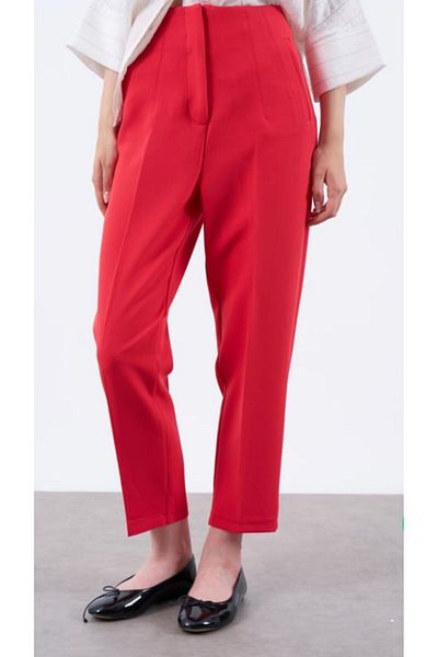 Özkaya giyim Red Hidden Button Women's Pants