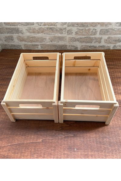 ayfiwood 2Pcs Multipurpose Wooden Storage Basket-Box, In-Cabinet Laundry Kids Room Toy Organizer