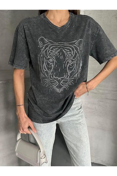 FERZOLAİO Tiger Stone Anthracite T-Shirt