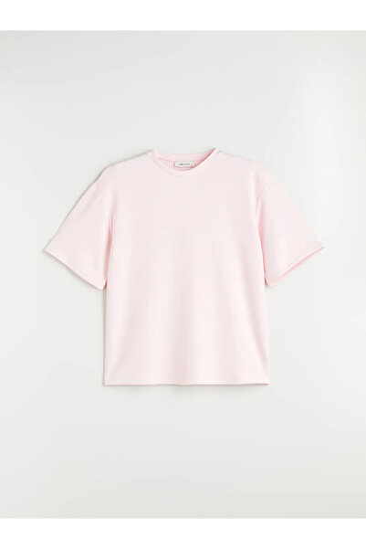 LC Waikiki Lcw vision pink crew neck Oversized women's t-shirt