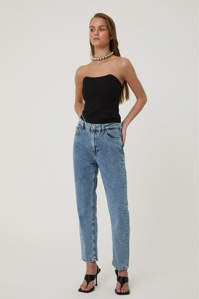 Quzu Mom Jean Light Blue