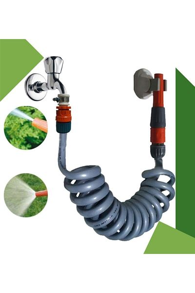PLASYAY Spiral Irrigation Hose and Adjustable Lens Set Domestic 5 Meters Special Gray