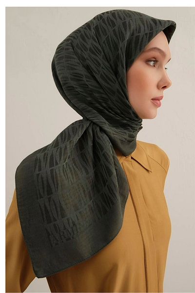 Armine Eșarfă Lyocell 3-54 Verde închis cu model 47351