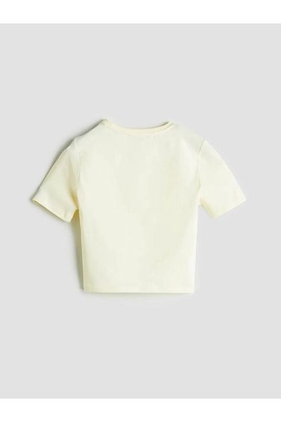LC Waikiki XSIDE Galben Tricou Crop cu Gât Rotund pentru Femei