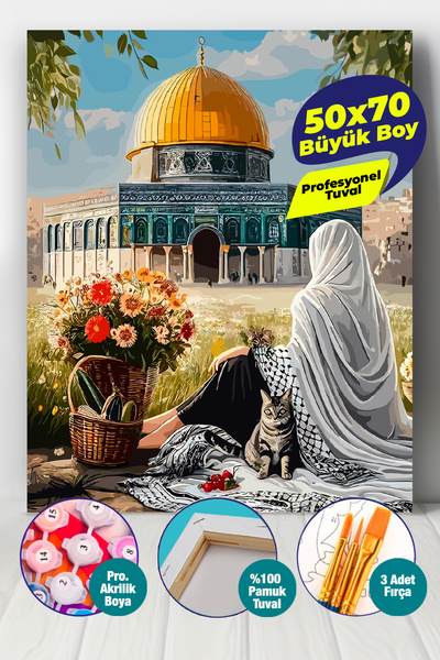 Picasso World Hobby Art Sayılarla Boyama 50x70 Tuval Fırça Boya Dahil Kudüs't...