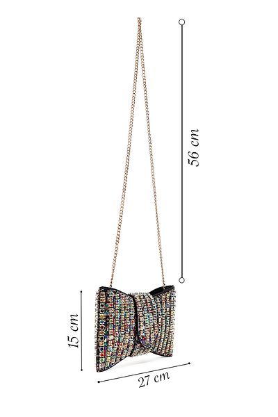 Derimod Women's Multicolored Long Strap Stone Mini Evening Dress Box Portfolio Bag 25Sbd2959Ts
