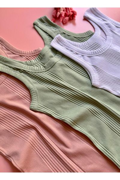 VicTroy Linea Camisole 2-Piece Extra Bias Thick Strap Green and Dusty Rose Color Women's Undershirt 60V15