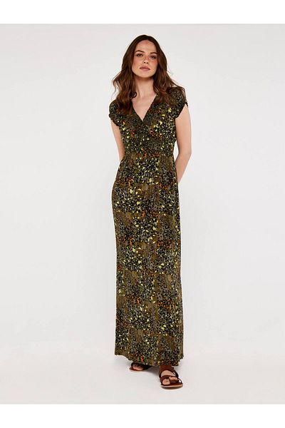 Apricot Maxikleid mit Cheetahprint