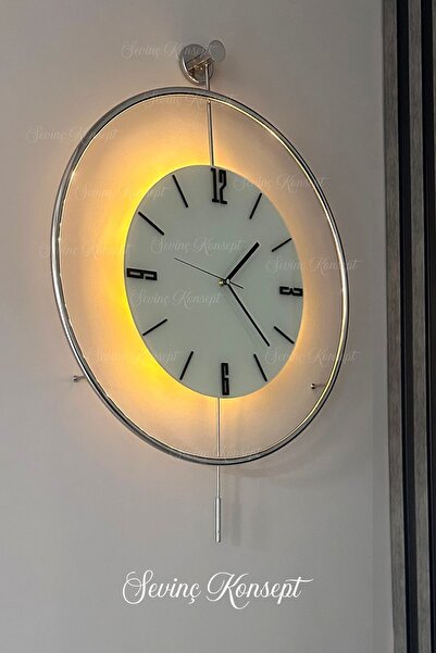 SEVİNÇ KONSEPT Led'li Krom Tiktok Nano Kristal Siyah Rakamlı (BÜYÜK BOY 50X75 CM), Dekoratif Metal Duvar Saati