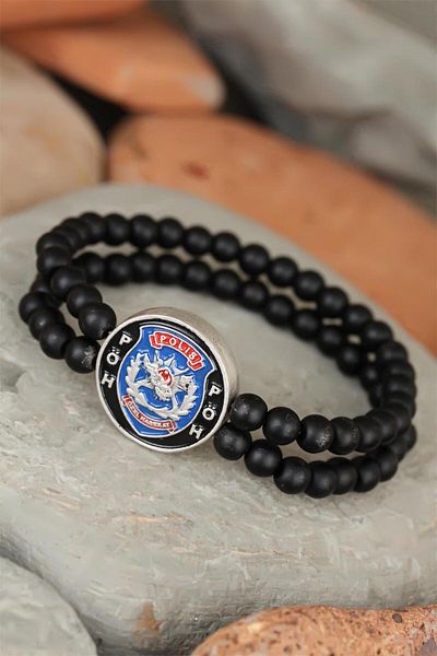 Skygo Black Color Double Row Onyx Natural Stone Pöh Designed Men's Bracelet - Tj-Eb1771