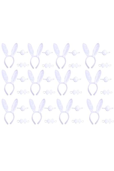 Skygo White Rabbit Costume Set – Crown Bow Tie Tail 12 Pack