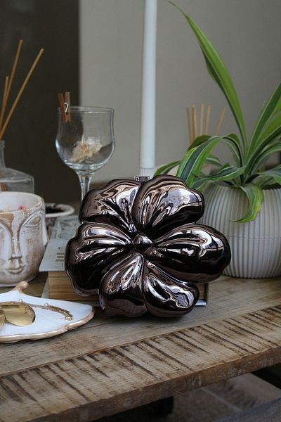 Moom Bag Geantă de seară pentru femei, acoperită cu mica platină, cu modele florale
