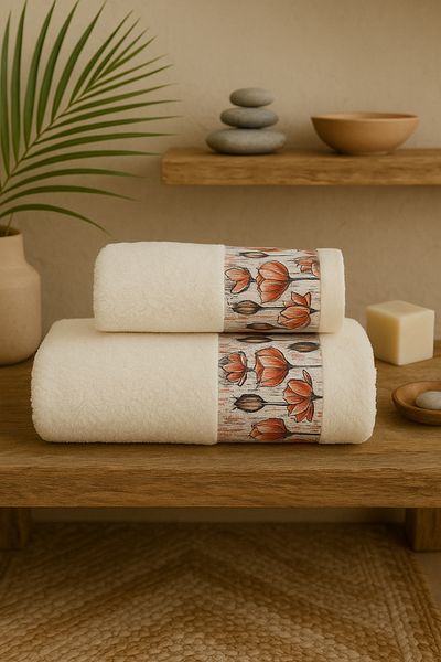 Casnack Ayla Model Printed 2-Piece Bath Towel Set