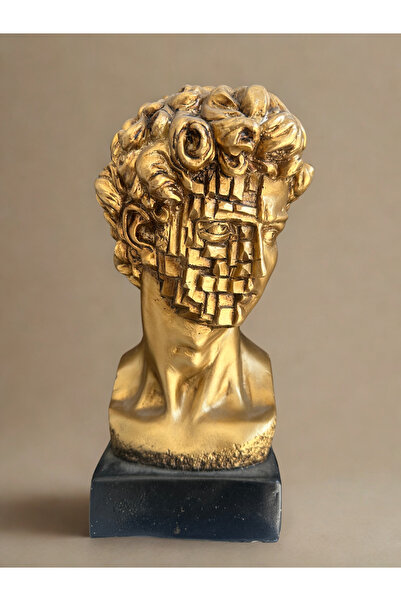 İki Cadı Tasarım Gold Renk Dekoratif Davud Büst