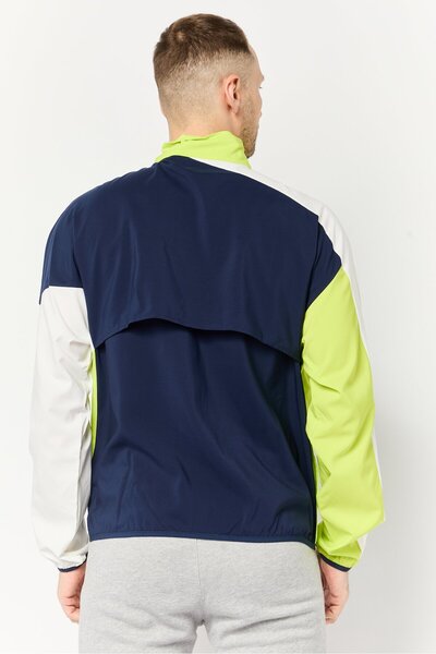 Reebok Men Sportswear Fit Long Sleeve Woven Running Windbreaker Jacket, Multicolor