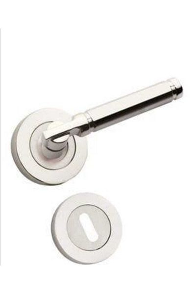 KAİZEN Nickel Satin Door Handle with Hoop Badge Fashionable and Durable Design