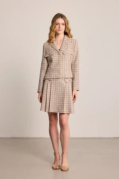 Gusto Three Button Cotton Tweed Jacket - Beige