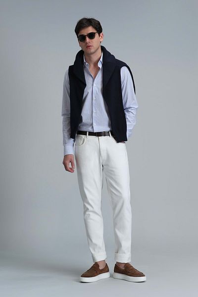 Lufian 111010606 Varda Ανδρικό πουκάμισο Basic Comfort Slim Fit Ανδρικό πουκάμισο μπλε