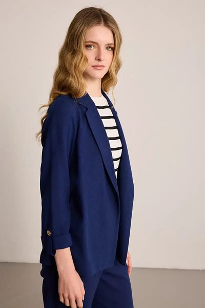 Gusto Μπουφάν από λινό χωρίς επένδυση - Navy Blue