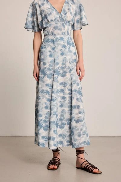 Gusto Fusta lungă din viscoză Butterfly Collection - Albastru